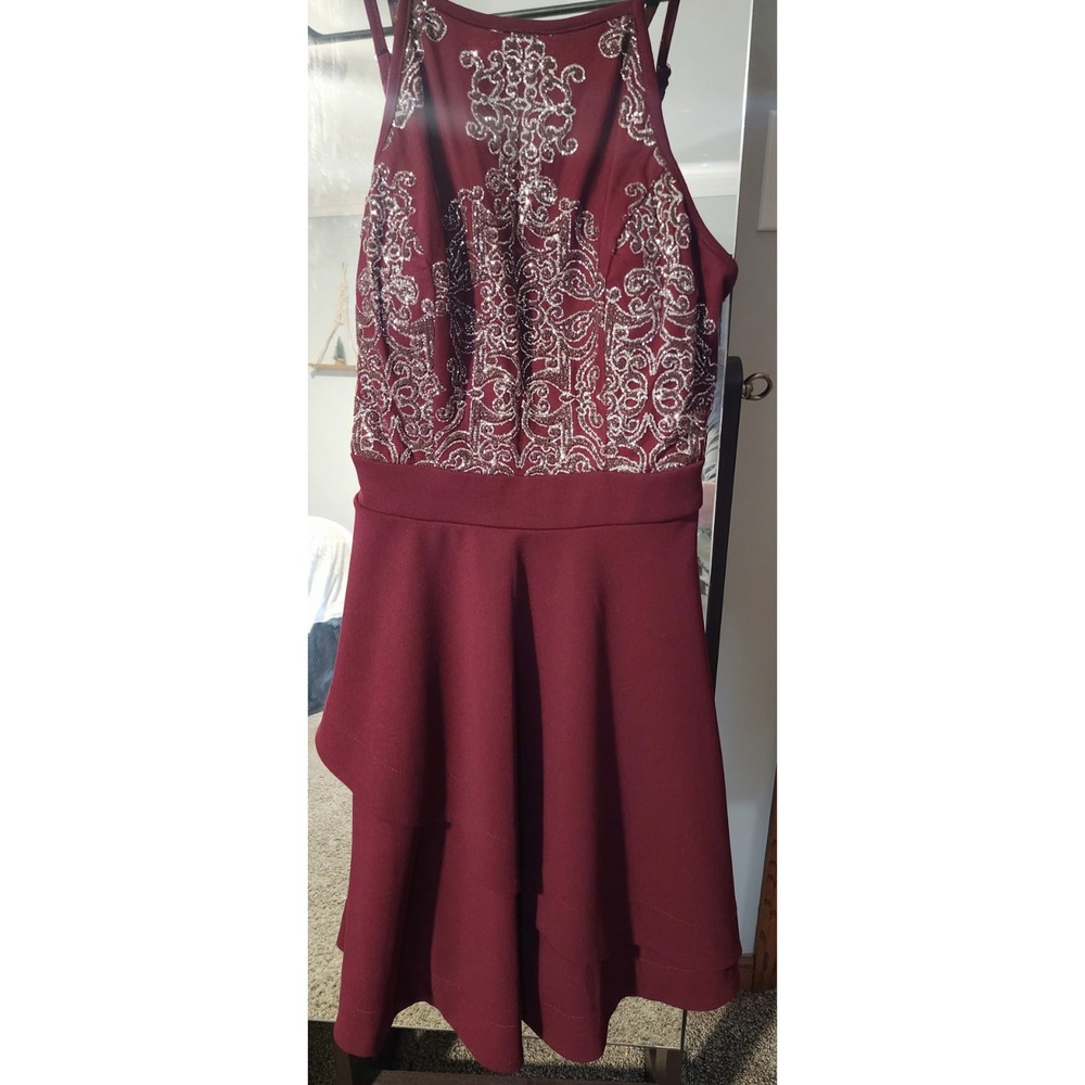 Juniors Size 3, Speechless Burgundy cutout skater dress.